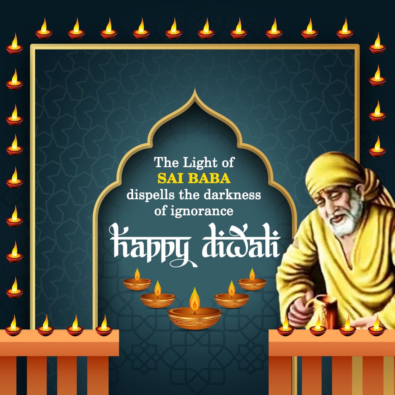 Diwali Greetings - Sai Baba Images with Quotes